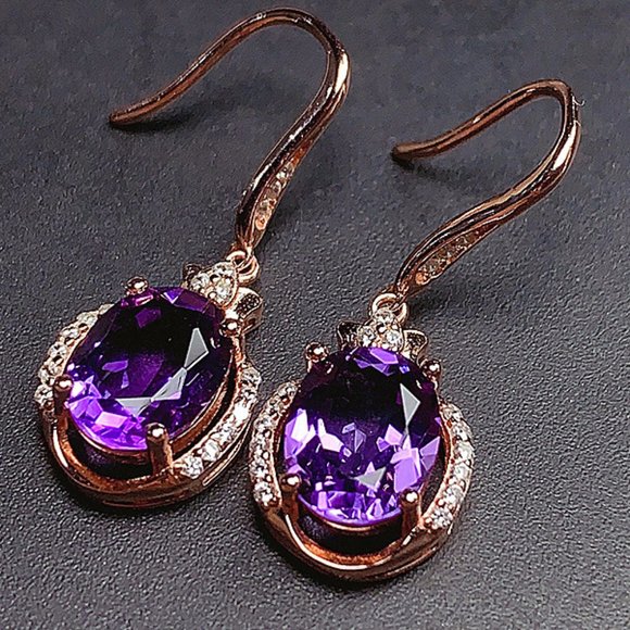Purple rose gold Crystal Earrings ZB103938201AZ - Picture 1 of 3